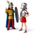 Roman and Gaul - 3D Illustration Royalty Free Stock Photo