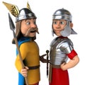 Roman and Gaul - 3D Illustration Royalty Free Stock Photo