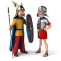 Roman and Gaul - 3D Illustration Royalty Free Stock Photo