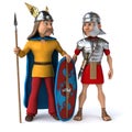 Roman and Gaul - 3D Illustration Royalty Free Stock Photo