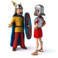 Roman and Gaul - 3D Illustration Royalty Free Stock Photo