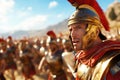Roman General Commanding His Legio in Dramatic Scene Royalty Free Stock Photo
