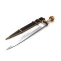 Roman Gladius Short Sword with Sheath on white. 3D illustration