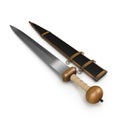 Roman Gladius Short Sword with Sheath on white. 3D illustration Royalty Free Stock Photo