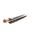 Roman Gladius Short Sword with Sheath on white. 3D illustration