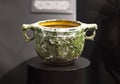 Roman glazed ceramic skyphos pot or two-handled deep wine-cup
