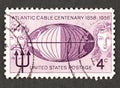 Roman God Neptune and Mermaid on American Stamp