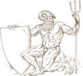 Roman God Neptune or poseidon Royalty Free Stock Photo