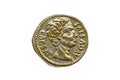 Roman gold aureus coin obverse of Roman Emperor Augustus 27BC-14AD Royalty Free Stock Photo