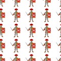Roman legionaries seamless pattern