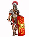 Roman legionary with a gladius sword and a scutum shield