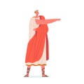 Roman Man Governor or Speaker in Traditional Clothes, Ancient Citizen of Rome Male Character in Red Cape and White Toga