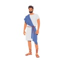 Roman Man in Historical Costume, Male Character Wear Traditional Clothes, Ancient Rome Citizen in Blue or White Tunic Royalty Free Stock Photo