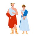 Roman Man And Woman In Traditional Clothes Vector Royalty Free Stock Photo