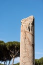 Roman marble broken column - Ostia Antica Archeological Site Rome Italy Royalty Free Stock Photo