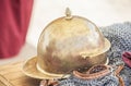 Roman Montefortino helmet over lorica hamata or chain mail armour Royalty Free Stock Photo