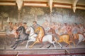 roman mosaic of a chariot race in a historic site Royalty Free Stock Photo