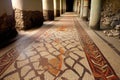 roman mosaic floor pattern in an archaeological site Royalty Free Stock Photo