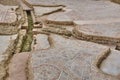 Roman mosaic tiles and hypocaust in La Olmeda village. Spain