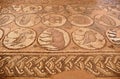 Roman Mosaics Ruins at Ancient Byzantine Church in The Lost City of Petra, Jordan Royalty Free Stock Photo