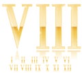 Roman numeral Eight. Golden 3d sign