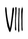 Roman numeral eight painted with a black spray can on a white background. Vector illustration.