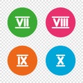 Roman numeral icons. Number seven, nine, ten.