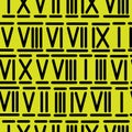 Roman numerals on yellow seamless pattern Royalty Free Stock Photo