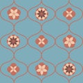 Roman Ogee, quatrefoil, hexafoil vector seamless pattern background. Azulejo style with historical medieval foil ochre