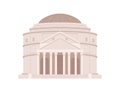 Roman Pantheon building. Ancient Italian temple with columns. Facade of famous imperial construction. Architecture of