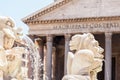 The Roman Pantheon is the most preserved and influential building of ancient Rome. It is a Roman temple dedicated to all the gods Royalty Free Stock Photo