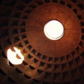 Roman Pantheon's dome and the opening at the top - vintage effect. Royalty Free Stock Photo