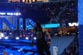 Roman Reigns wrestler stands on top turnbuckle before start of c