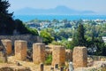 Roman ruins and Carthage built of the Punic wars in Tunisia. Archaeological excavations on the hill Byrsa in ancient Carthage