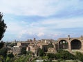 Roman ruins. Complete view of Mont Palatino, ruins of Roman Forum