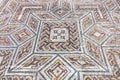 Roman ruins of Conimbriga. Close-up on a complex Roman tessera mosaic pavement center Royalty Free Stock Photo