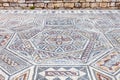 Roman ruins of Conimbriga. Complex and elaborate Roman tessera mosaic pavement Royalty Free Stock Photo