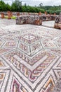 Roman ruins of Conimbriga. Complex and elaborate Roman tessera mosaic pavement in the House of the Swastika Royalty Free Stock Photo