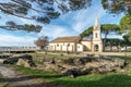 Arcachon Bay, France. Roman ruins and church in Andernos Royalty Free Stock Photo