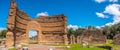 Roman ruins panoramic Villa Adriana in Tivoli Rome - Lazio - Italy crumbled gate of the Ninfeo palace Royalty Free Stock Photo