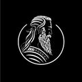 Roman sage profile symbol, Nordic man head emblem, Viking logo template, ancient warrior sign, medieval artisan of