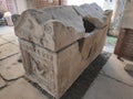 Roman sarcophagus side view with decorations Sremska Mitrovica Serbia