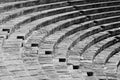 Profile view amphitheater seating in black and white