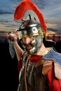 Roman Soldier With Calvary in Background Royalty Free Stock Photo