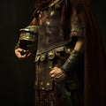Roman soldier with his armor and with black background Royalty Free Stock Photo