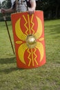 Roman soldier holding shield Royalty Free Stock Photo