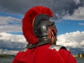 Roman soldier with red cloak Royalty Free Stock Photo