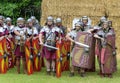 Roman soldiers beating on their shields Royalty Free Stock Photo