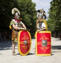 Roman spectacle with gladiators and legionaries Royalty Free Stock Photo