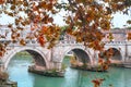 Roman stone arch bridge over the Tiber River. Bridge opposite the castle of the holy angel. Rome, Italy Royalty Free Stock Photo